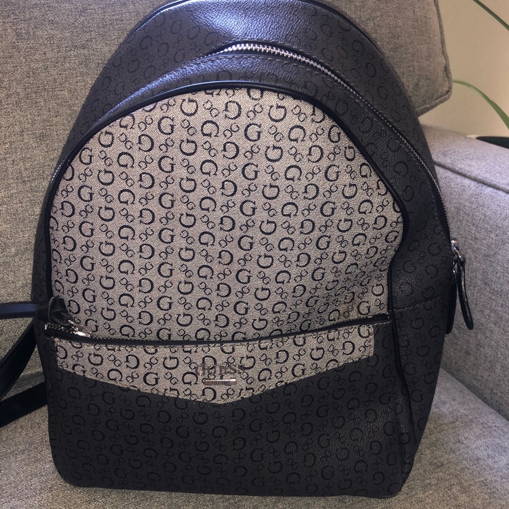 Grey leather backpack